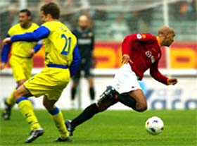 AS Roma's Olivier Dacourt, making his debut after signing from Leeds United