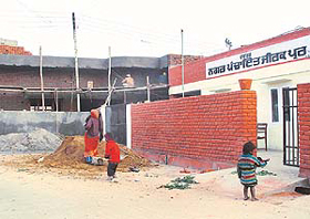 Construction work being carried out by the Zirakpur Nagar Panchayat within a radius of 900 metre from the Chandigarh Air Force Station
