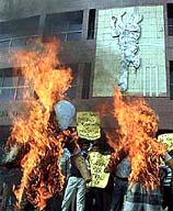 Cricket lovers burn effigy of ICC president Malcolm Gray and ICC chief executive Malcolm Speed