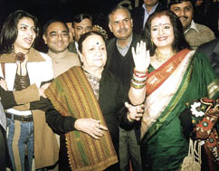 Famous TV stars Sudha Shivpuri, Apra Mehta and Shveta Keshvani at a musical soiree, organised by the Haryana Maitri Sangh 