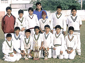 The R P Academy team, which won the Mata Durga Devi Cricket Tournament