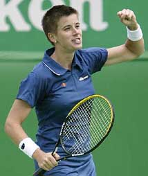 Denisa Chladkova of Czech Republic celebrates her victory