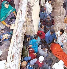 The body of Ravinder Rai taken away from his house in Burail 