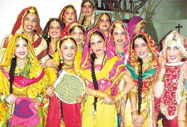 Punjabi folk dancers at the annual function of GN Public School