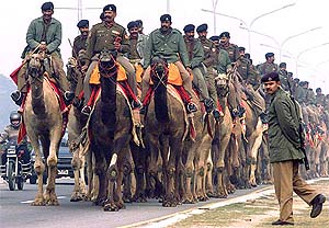 Border Security Force jawans on camels return to their base