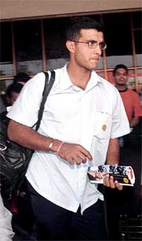 Indian cricket captain Saurav Ganguly at Kolkata airport