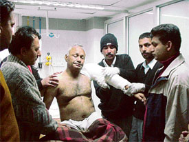 One of the injured at a marriage palace firing in Mandi Ahmedgarh