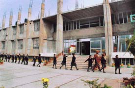 Students of St. Joseph�s march for the morning assembly