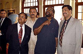 Parliamentary Affairs Minister Pramod Mahajan and members of the delegation