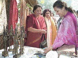 AICC general secretary Ambika Soni with Renu Jogi, wife of the Chief Minister of Chattisgarh