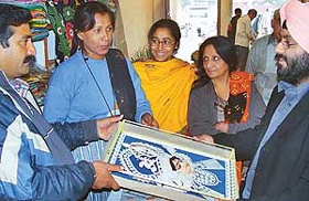 Craftspersons from West Bengal display �kantha� creations at the Trade Centre 