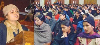 A participant at the inter-college poetry-recitation competition during the diamond jubilee celebrations of Government College