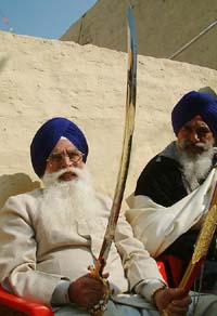 SGPC chief Kirpal Singh Badungar answers a question