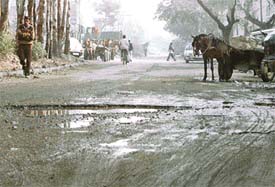 A road of Industrial Area, Phase II, in a bad shape