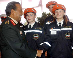 The Chief of the Army Staff, General N.C. Vij, with Russian cadets