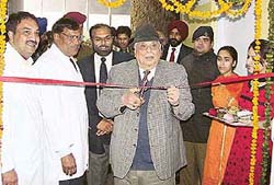 Lieut-Gen J.F.R. Jacob (retd) inaugurates the waiting hall of the gynae section in General Hospital, Sector-16, Chandigarh, on Thursday.