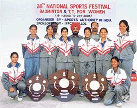 Punjab team members who helped the state to win overall trophy in the National Sports Festival