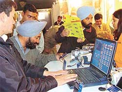Visitors having a look at Sony products at an exhibition in Ludhiana