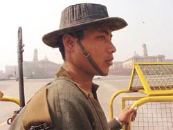 A BSF jawan at Vijay Chowk