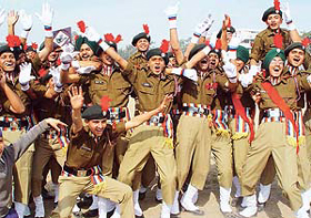 NCC cadets in jubilant mood at a R-Day function in Chandigarh.