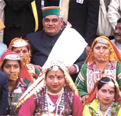 Prime Minister Atal Behari Vajpayee wearing a Himachali cap