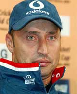 England captain Nasser Hussain talks to journalists in Johannesburg on Tuesday