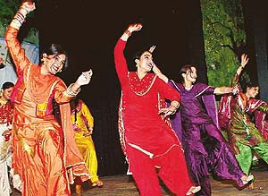 Students present a cultural programme during Talent 2002-2003, organised at MCM DAV College in Chandigarh