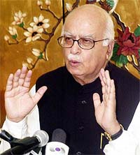 India's Deputy Prime Minister L. K. Advani talks to media in Bangkok