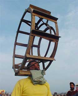 Pargat Singh from Nawanshahar performing his difficult feat on the third day of the Kila Raipur rural sports