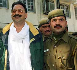 Independent Uttar Pradesh MLA Mukhtar Ahmed Ansari being produced in the Patiala House Court in New Delhi 