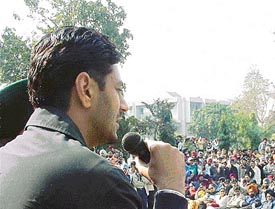 Famous Punjabi singer and actor Harbhajan Maan addresses students of GGNIMT on the occasion of Basant Panchmi celebrations