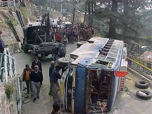 The ill-fated private local bus which met with an accident