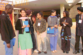 Foreign students interact with Indian students at the International Students Conference at PAU, Ludhiana on Saturday. 