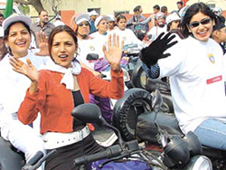 NICE MIX: Participants at the Women Two-wheeler Rally 2003