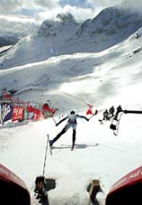 Michael Walchhofer of Austria goes out of the start gate 