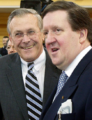 US Defense Secretary Donald Rumsfeld and NATO General Secretary George Robertson
