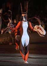 A performer dressed as a Springbok during the opening ceremony of the cricket World Cup 2003 