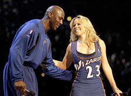 The Washington Wizards� Michael Jordan, appearing in his 14th and final NBA All-Star game