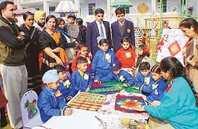 Tiny tots attend an art workshop at St Joseph�s Senior Secondary School, Sector 44-D, Chandigarh
