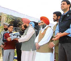 A judoka being felicitated at a function organised by the Punjab Judo Association 