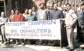 Punjab National Bank officials leading the recovery campaign against big defaulters in the Capital.