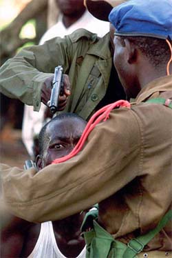 This photograph won the first prize in the spot news singles category at the World Press Photo contest 2003