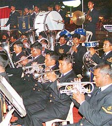 The Naval band performs at Plaza Carnival, Sector 17, Chandigarh