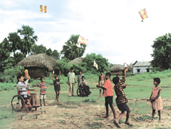 The autistic children want to reach out to the sky.