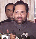 BJP General Secretary Mukhtar Abbas Naqvi addresses a press conference in Shimla
