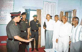 Veterans, who hope to get the benefit of one rank, one pension scheme, talk to serving officers