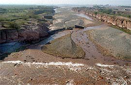 The Ghaggar as it flows near Nadah Sahib, Panchkula