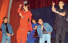 NCC cadets present a dance sequence during the annual function at Government College for Girls, Sector 11, Chandigarh