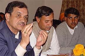 Former president of the Haryana Pradesh Congress Committee Virendra Singh talks to mediapersons 