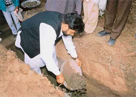 Mr Subash Chawla, Mayor of the Municipal Corporation of Chandigarh, lays the foundation stone of a community centre